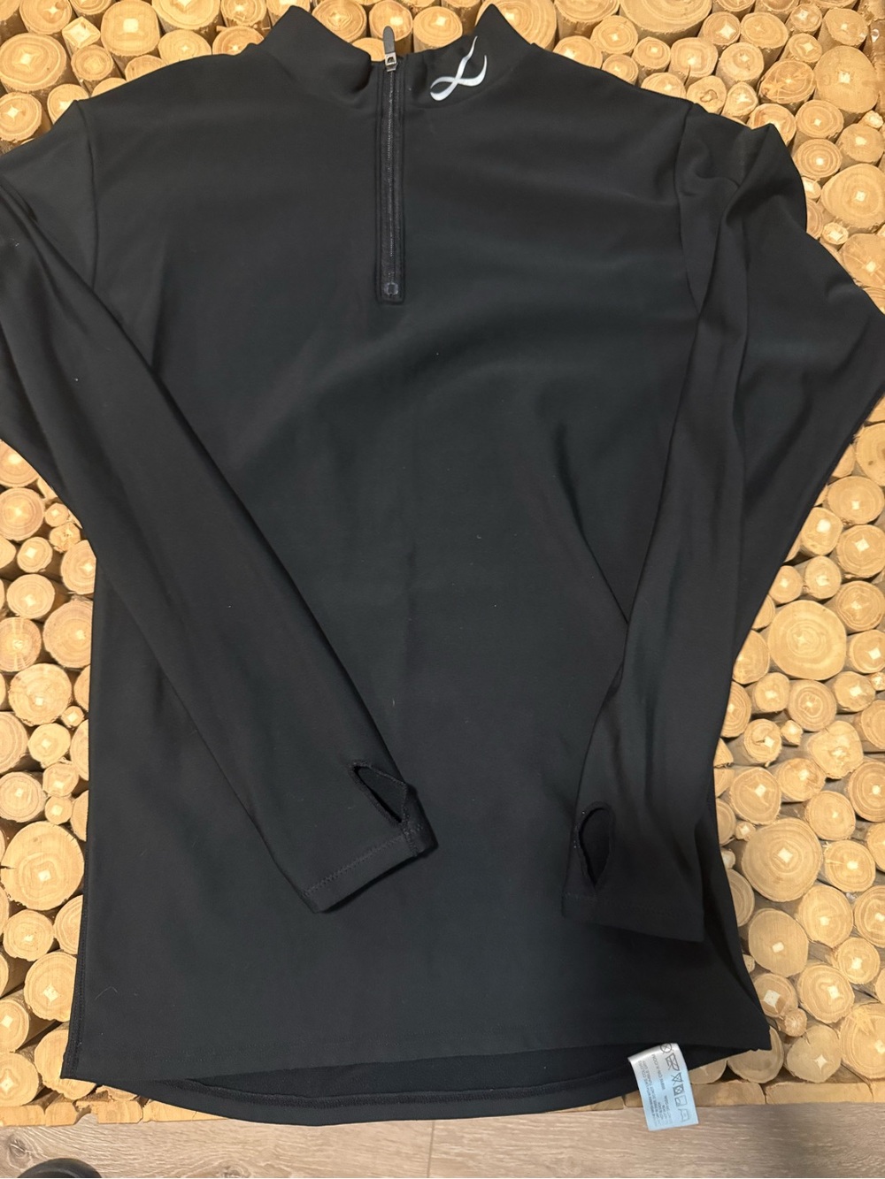 CW-X Black Quarter-Zip Long Sleeve Top with Collar Logo